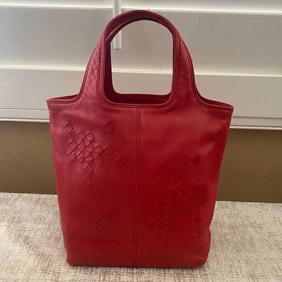 Bottega Veneta Handbags - Bottega Veneta Deep Red Small Intrecciato Regent Tote Bag with COA. VGUC!